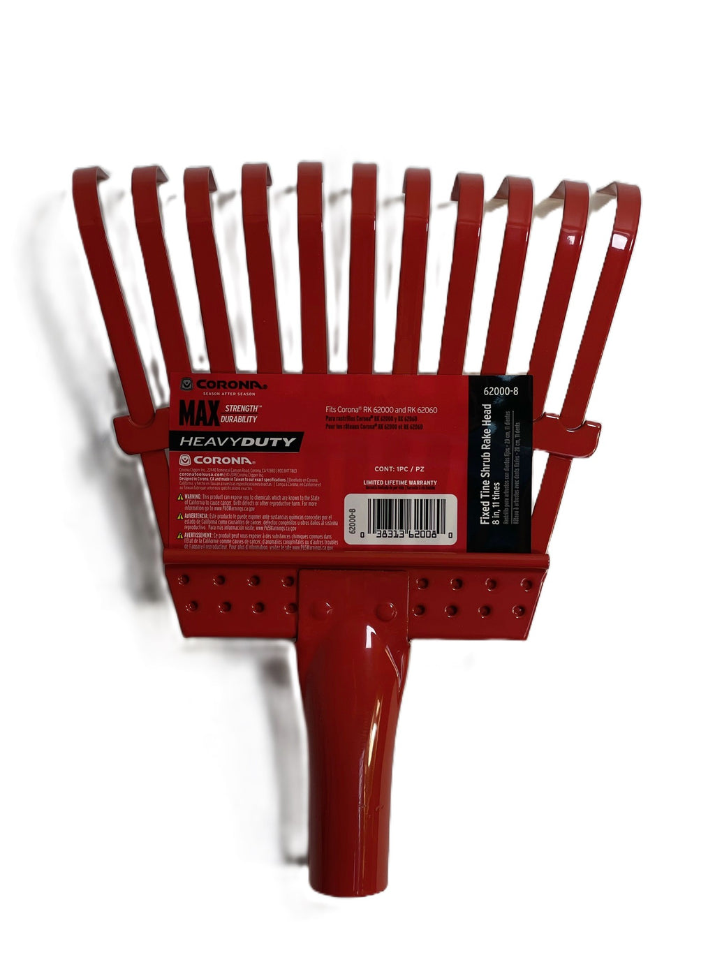 Corona 62000-8 Fixed Tine Shrub Red Leaf Rake Head 8 INCH