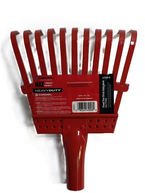 Corona 62000-8 Fixed Tine Shrub Red Leaf Rake Head 8 INCH